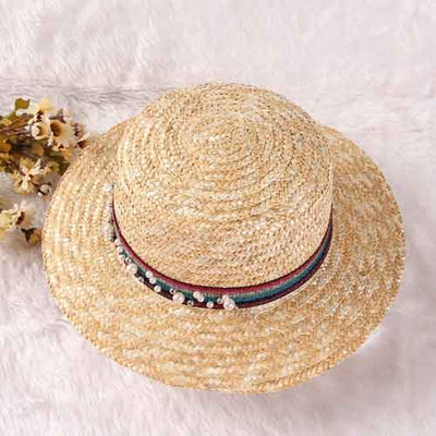 bamboo woven hat Made from natural materials There are details decorated with pearls that are beautiful and elegant. Adds a touch of flair to your decor.หมวกสานไม้ใผ่ ผลิตขึ้นจากวัสดุธรรมชาติ มีดีเทลตกแต่งไปด้วยไข่มุกที่สวยสง่างาม ช่วยเพิ่มความเก๋ไก๋ในการตกแต่งของคุณ